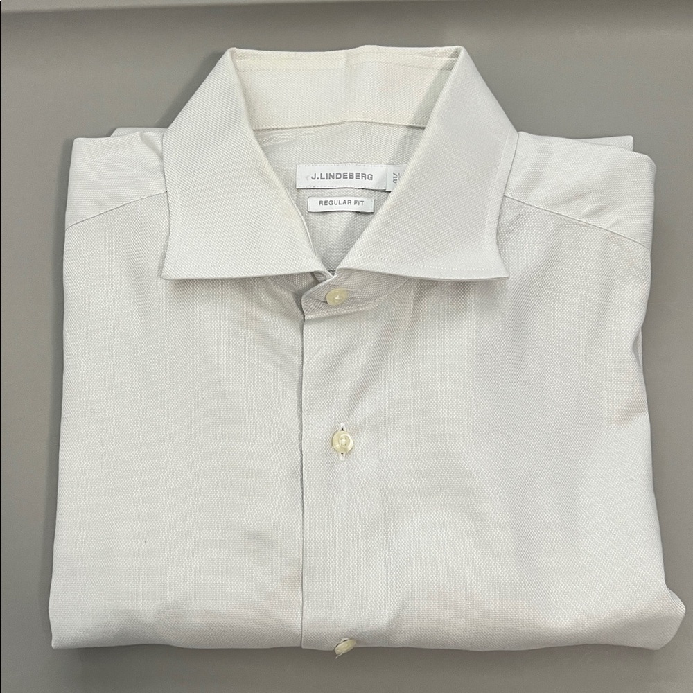 J Lindeberg Regular Fit White/Pale Gray Dress Shirt Size 16